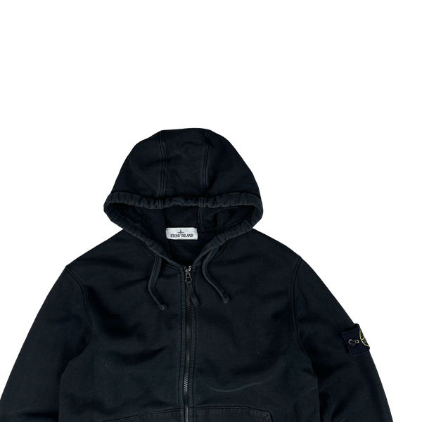 Stone Island 2021 Black Cotton Zipped Hoodie - Medium