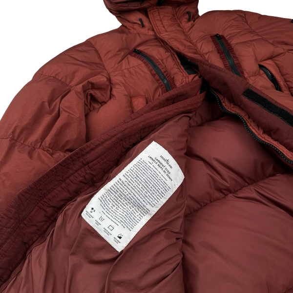 Stone Island 2021 Crinkle Reps Brick Red Down Parka Jacket - Small