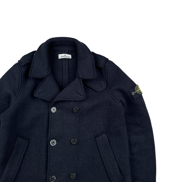 Stone Island 2013 Heavyweight Navy Wool Double Breasted Jacket - XL
