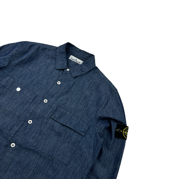 Stone Island 2017 Indigo Buttoned Shirt - Large