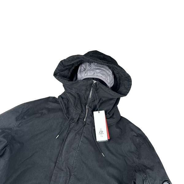 CP Company 50 Fili Black Double Lined Long Fish Tail Jacket - Large