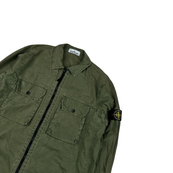 Stone Island 2021 Green Cotton Double Pocket Overshirt - XL