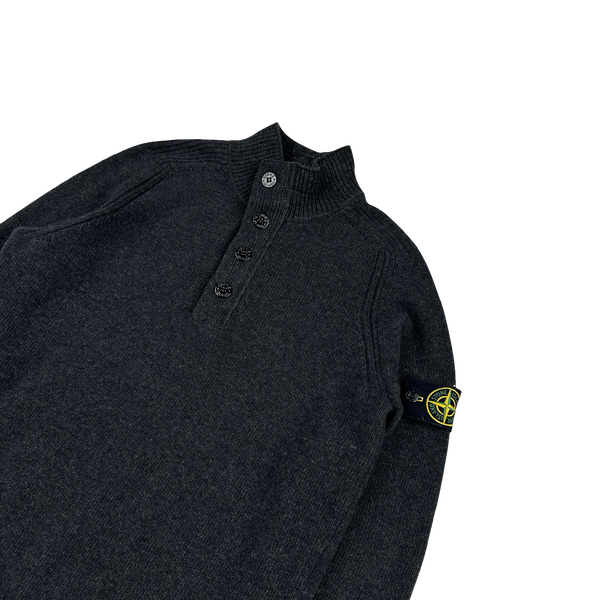 Stone Island 2018 Charcoal Lambswool Quarter Zip Pullover - Small