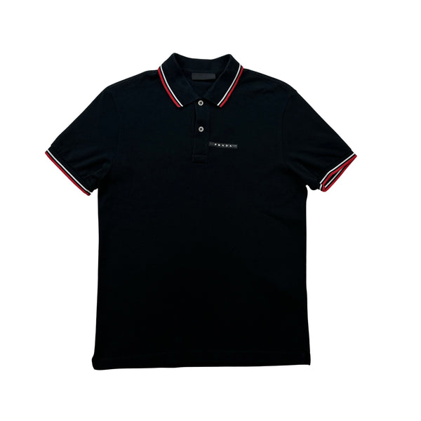 Prada Black Cotton Polo Shirt - Medium