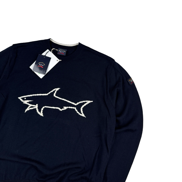 Paul & Shark Navy Wool Logo Crewneck - Large