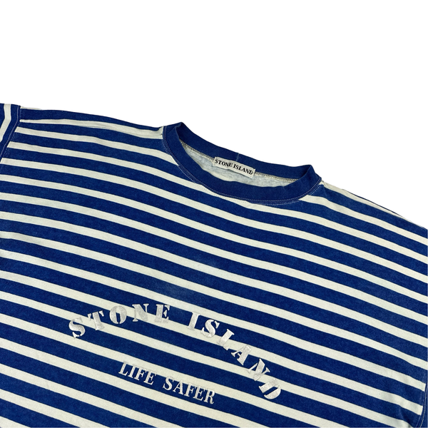 Stone Island 80's Vintage Striped Reflective Marina T Shirt - Large