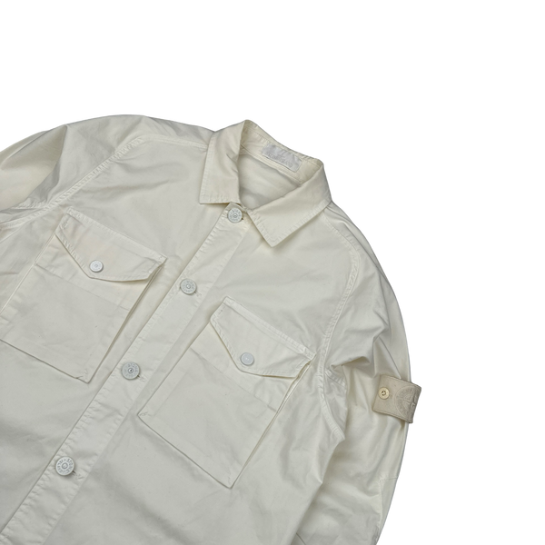 Stone Island 2020 White Thick Cotton Ghost Piece Overshirt - Medium