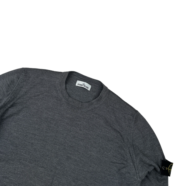 Stone Island 2020 Charcoal Grey Merino Wool Crewneck Jumper - 3XL
