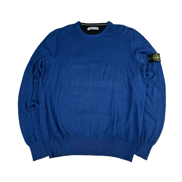 Stone Island 2011 Blue Cotton Crewneck Fine Knit Jumper - XL