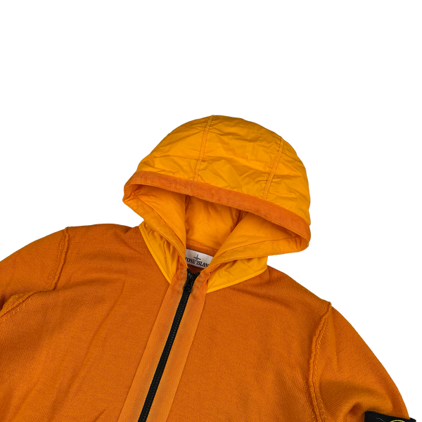 Stone Island 2017 Orange Nylon Hood Knit Zipped Jumper - XL