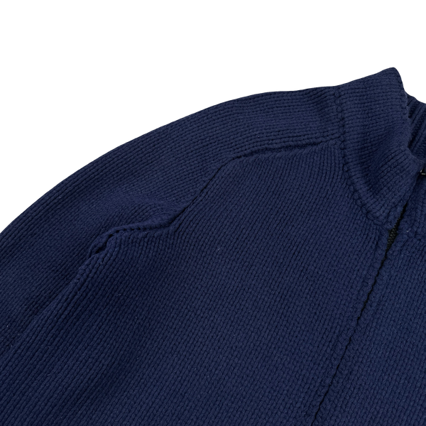 Stone Island Navy Wool Heavyweight Zipped Knit Jumper