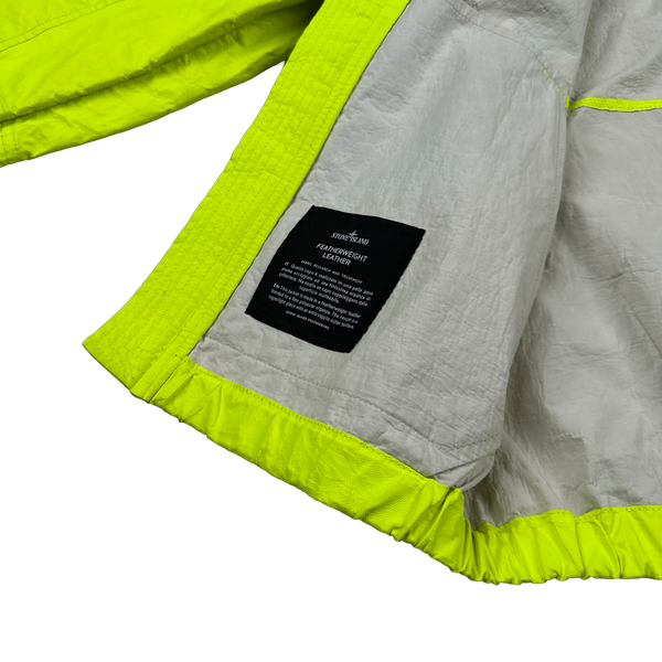 Stone Island 2016 Rare Neon Featherweight Leather Jacket - Medium