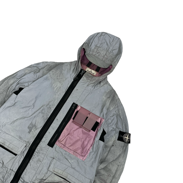 Stone Island 2017 Pink Garment Dyed Plated Reflective Mussola Jacket - Large
