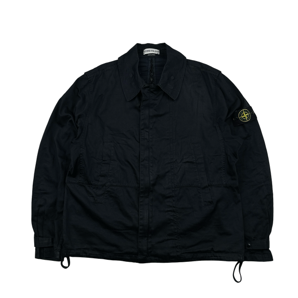 Stone Island 2002 Navy Raso Gommato Collared Jacket - Large
