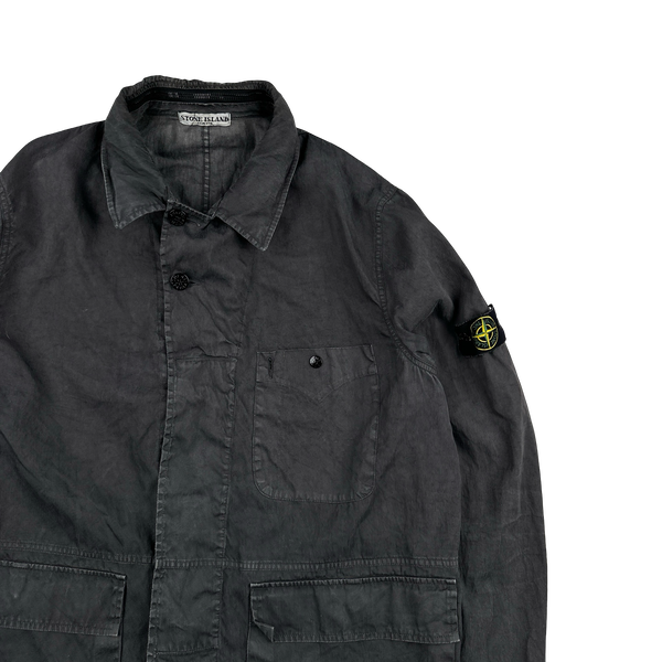 Stone Island 2005 Vintage Grey Lino Flax Overshirt Jacket - XXL