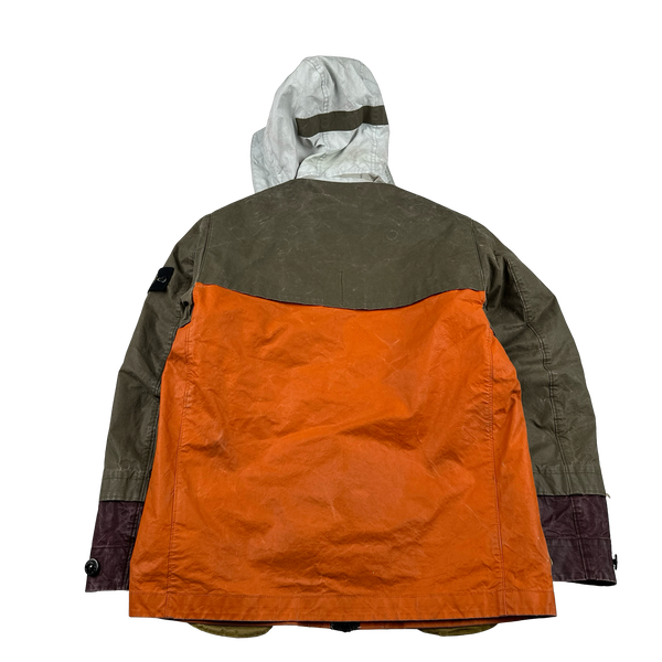 Stone Island 2019 Tela Placcata Resin Coated Bicolore Hooded Jacket - Small