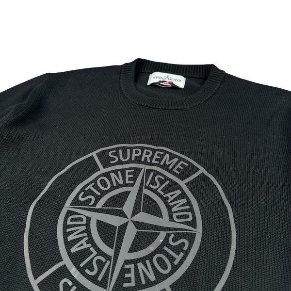Stone Island x Supreme Thick Cotton Reflective Spellout Knit Jumper - Medium