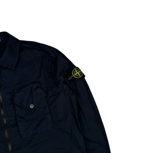 Stone Island 2023 Navy Cotton Zipped Overshirt - Medium