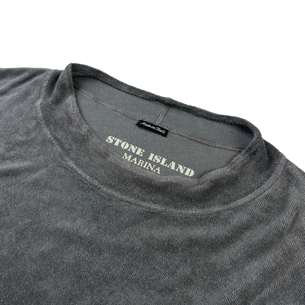 Stone Island 1995 Vintage Marina Grey Mock Neck Towelling Jumper