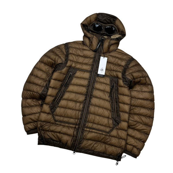 CP Company Brown Down Filled DD Shell Goggle Puffer Jacket - Medium