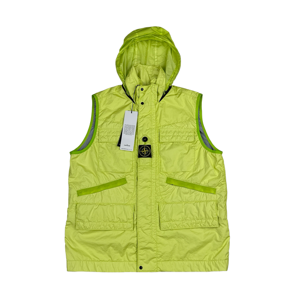 Stone Island 2022 Yellow Membrana 3L TC Centre Badge Gilet - Medium