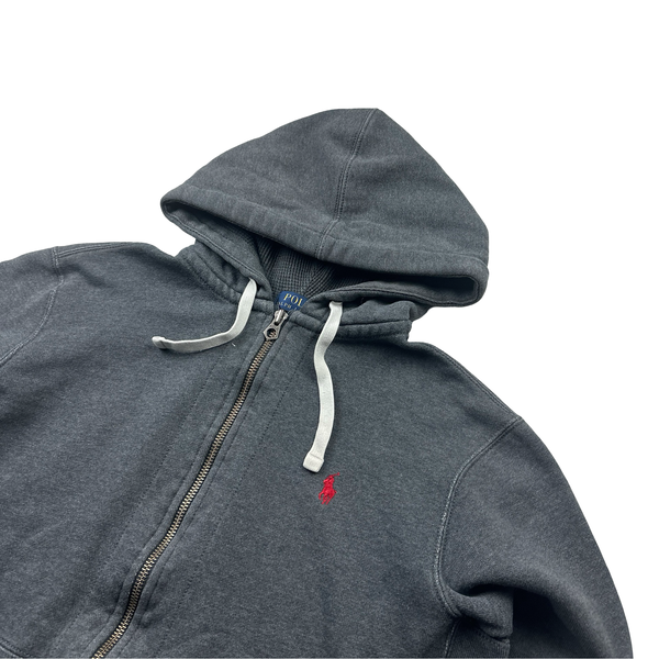 Ralph Lauren Dark Grey Thick Cotton Zipped Hoodie - Large