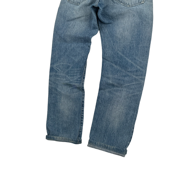 RRL Selvedge Denim Light Wash Ripped Jeans - Small