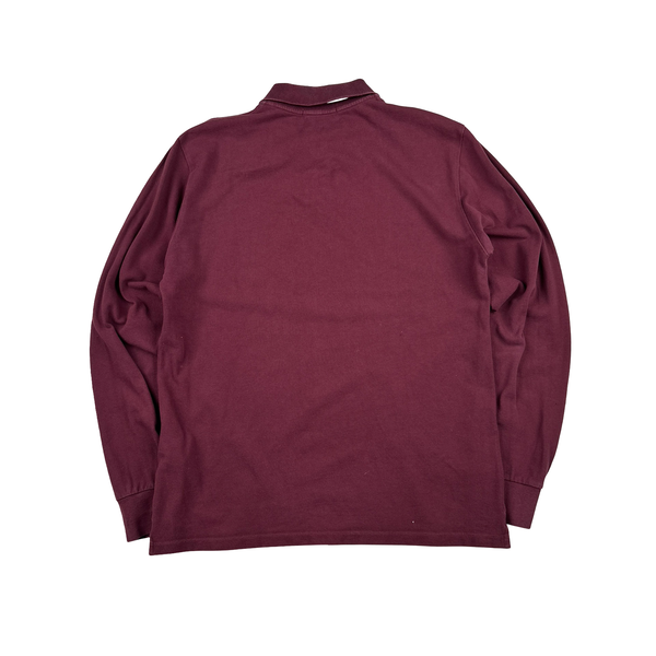 Stone Island 2017 Burgundy Longsleeve Polo Shirt - Large