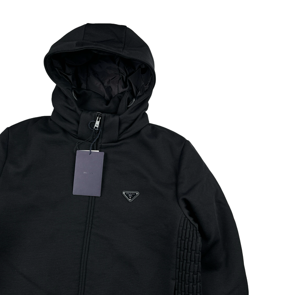 Prada Black Giubbotti Quilted Zipped Triangle Logo Jacket - XL