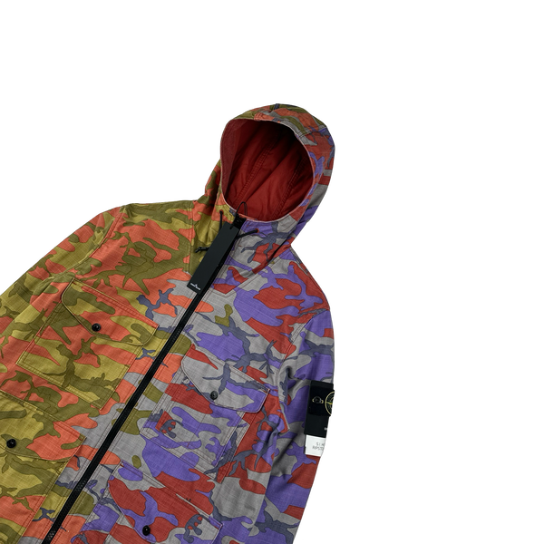 Stone Island 2022 Heritage Camo Ripstop Nylon Watro Hooded Jacket - Large