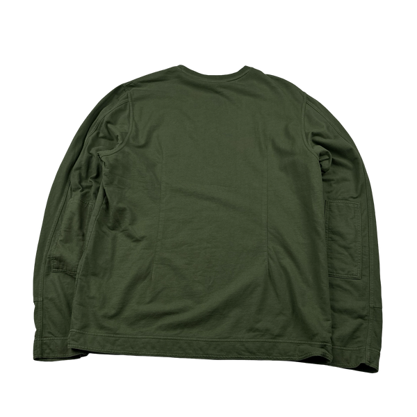 Ma Strum Khaki Cotton Longsleeve Crewneck T Shirt - XL