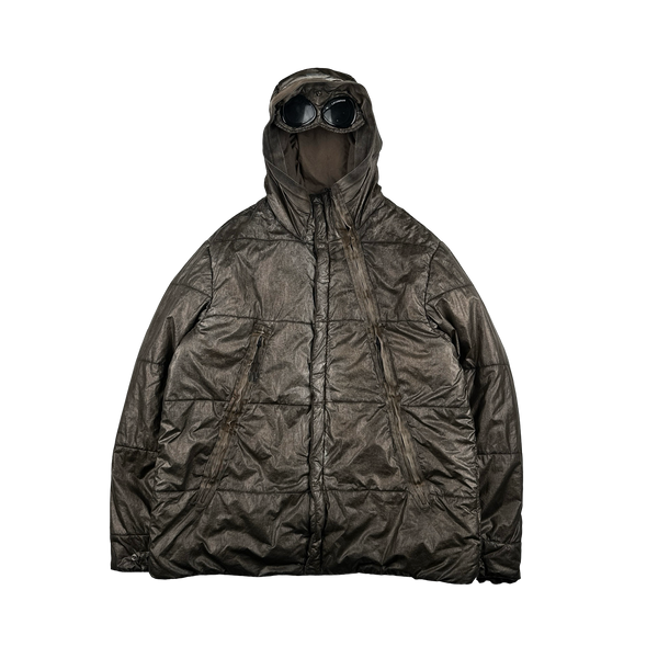CP Company Brown Antic Silver Padded Goggle Jacket - 3XL