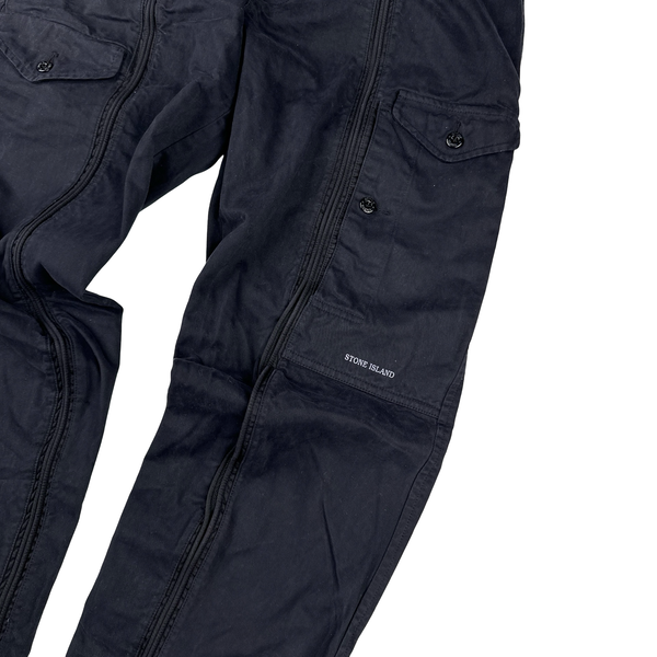 Stone Island 2004 Navy Spellout Cargo Trousers - Medium