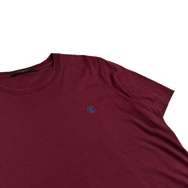 Louis Vuitton Burgundy Emblem Cotton T Shirt - Large