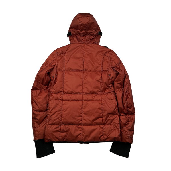 Ma Strum Rust Orange Rip Stop Nylon Quilted Puffer Jacket - Small