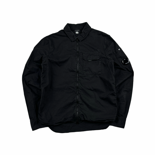 CP Company Black Zipped Cotton Overshirt - Small