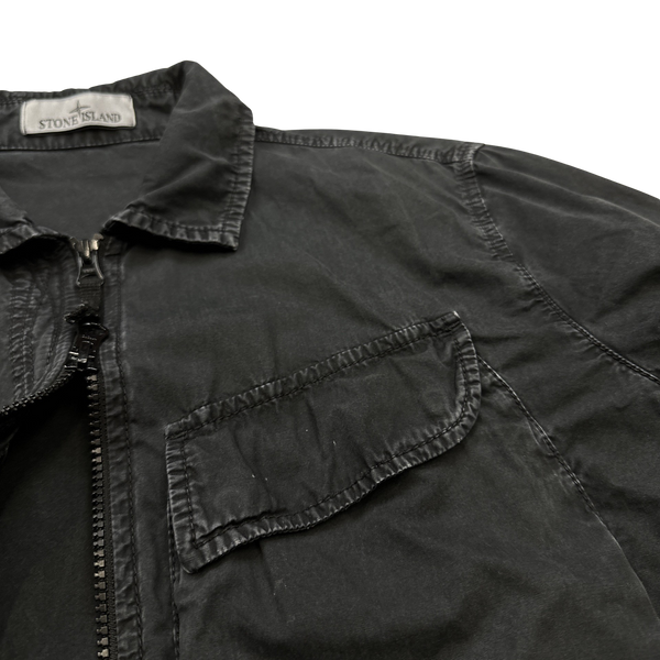 Stone Island 2022 Black Cotton Zipped Overshirt - Medium