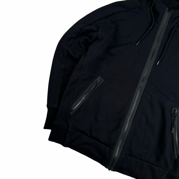 CP Company Black Cotton Goggle Hoodie - Large