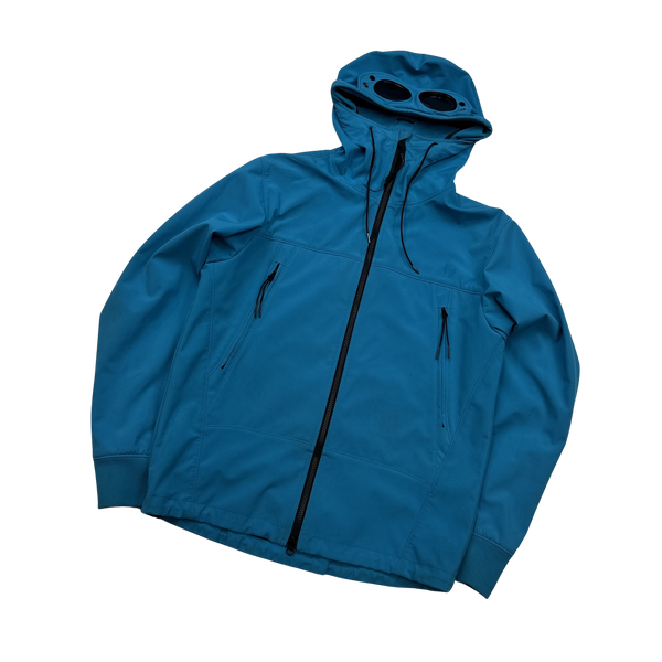 CP Company Blue Soft Shell R Goggle Jacket - Large