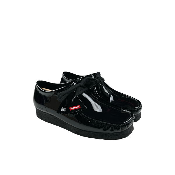 Supreme X Clarks Patent Black Wallabees - UK 7.5