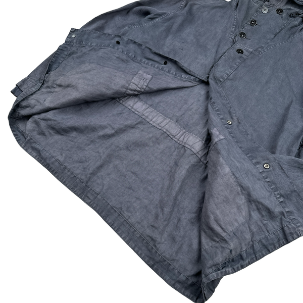 Stone Island 2002 Charcoal Grey Lino Flax Blend Zipped Jacket - XL