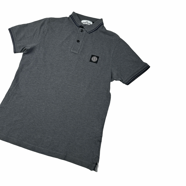 Stone Island 2018 Dark Grey Black Piped Polo Shirt - Large