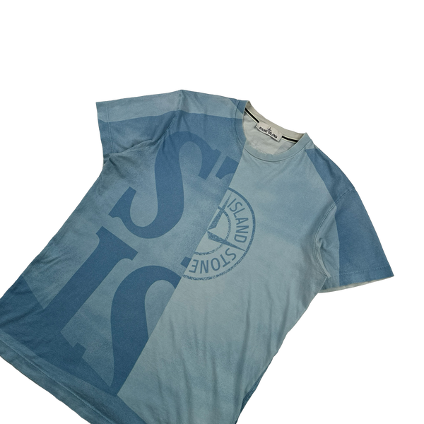 Stone Island Blue Two Tone Isola Di Pielia T Shirt - Large