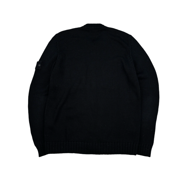 Stone Island 2019 Black Ghost Piece Cotton Knit Buttoned Cardigan - XL