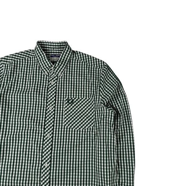 Fred Perry Green Gingham Buttoned Shirt - Large