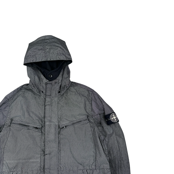 Stone Island 2016 Black Silver Pixel Reflective Hooded Jacket - Large