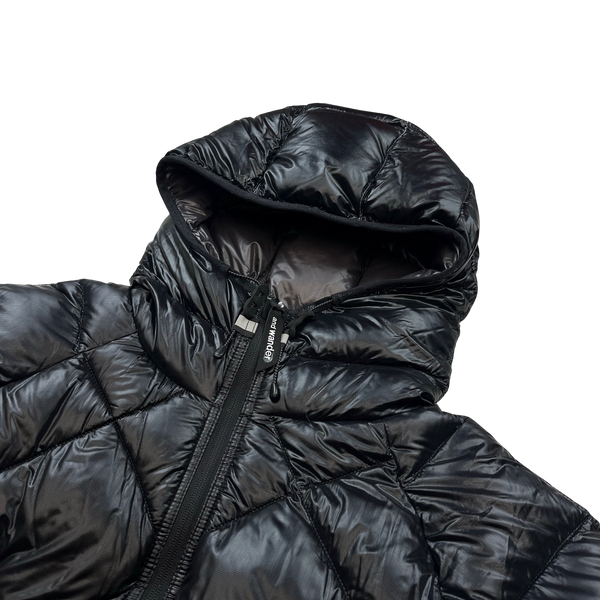 And Wander Black Pertex Diamond Quilted Hooded Puffer Jacket - Medium