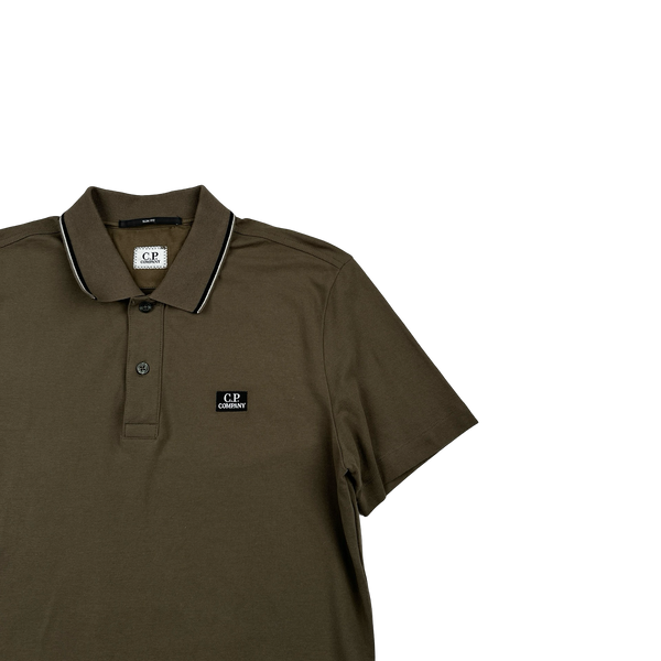 CP Company Khaki Cotton Short Sleeve Polo - Medium