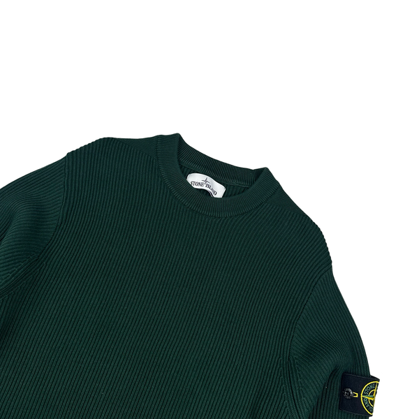 Stone Island Forest Green 2021 Ribbed Wool Crewneck - Medium