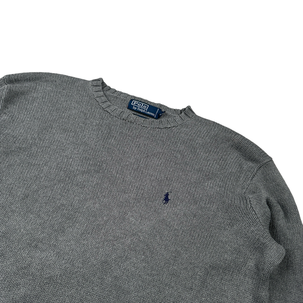 Ralph Lauren Grey Knit Crewneck Jumper - Large